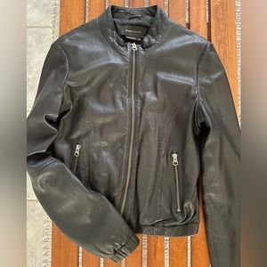 BCBGMaxazria Leather Bomber Jacket